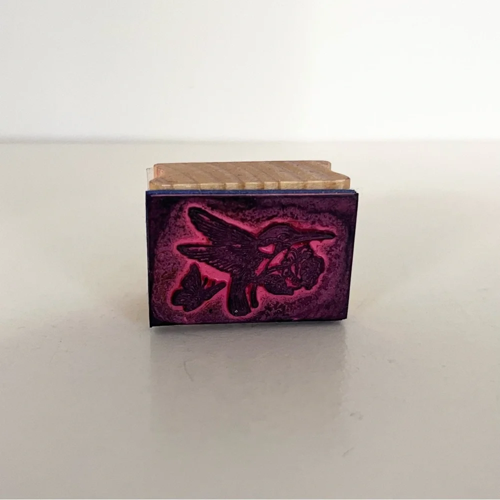 Vintage Lisa Frank hummingbird stamp